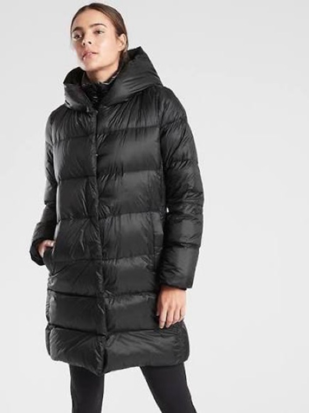 NEW Athleta Lofty Down Coat large black womens $228 winter puffer warm jacket